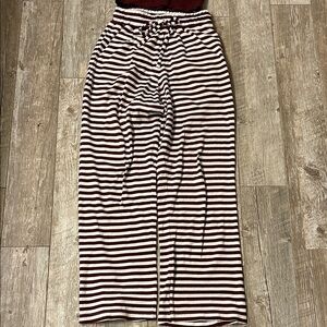 Daily Drills Burgundy and White Striped Wide-Leg Pants